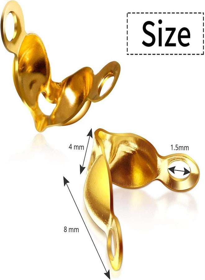 DIY Crafts 400 Pcs, Golden, Bead Tips Knot Covers Clamshell Fold-Over Bead Tips Knot Covers Metal Open Bead Tips Knot Covers for Jewelry Making DIY Finding (400 Pcs, Golden) - Image 4